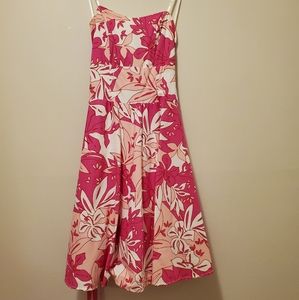 White and pink strapless dress.  So pretty on!